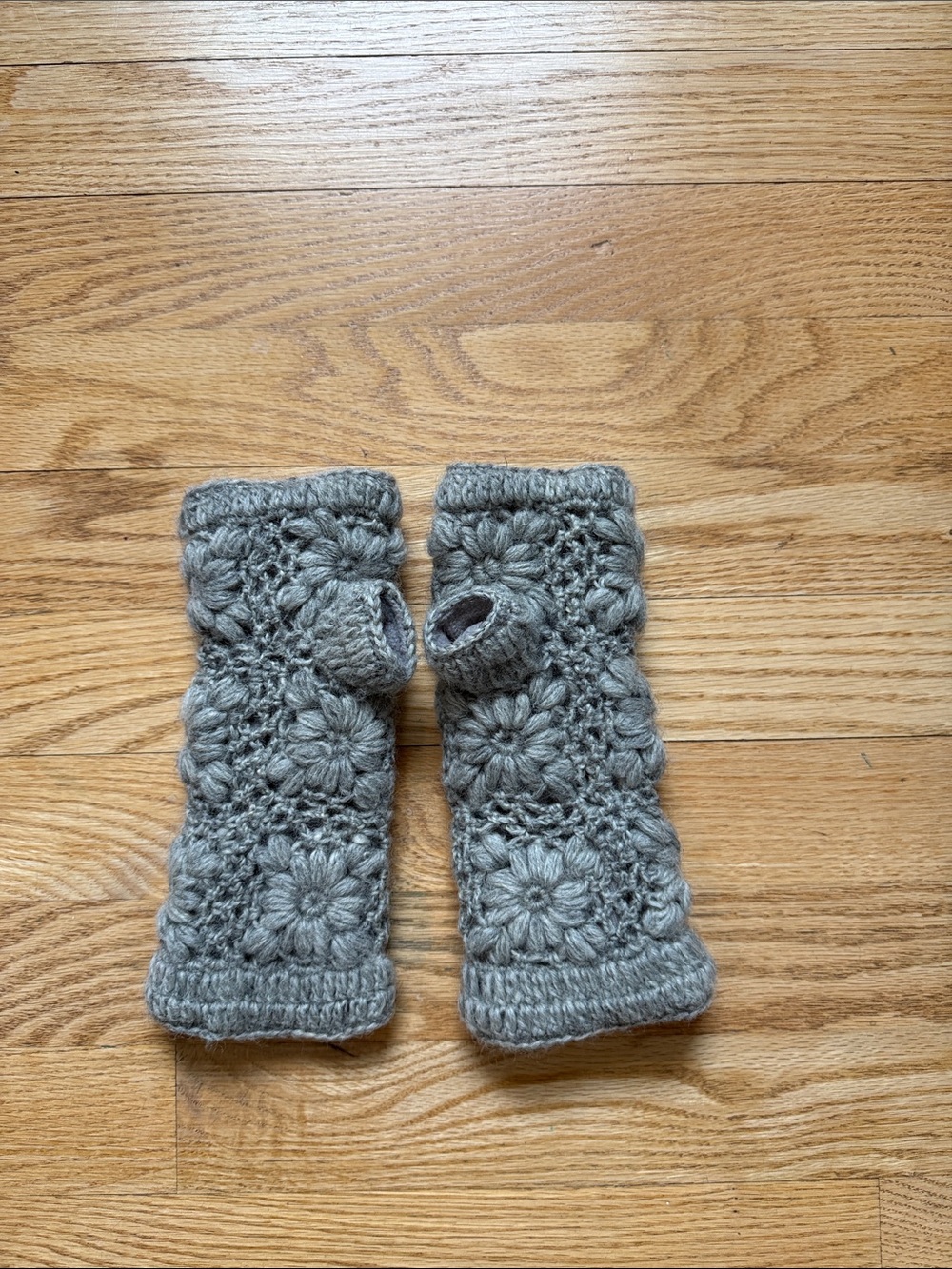 Handmade Grey Crochet Fingerless Gloves